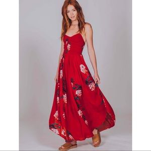 FREE PEOPLE BEAU SMOCKED PRINTED DRESS